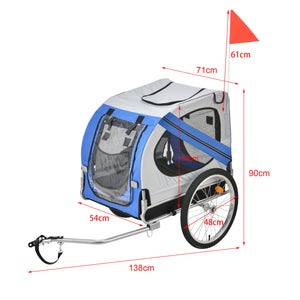 Rimorchio per Bicicletta per Trasporto Cani 138 x 71 x 90 cm Carrello per Trasporto Animali Domestici Carico Max.26 kg - in vari colori