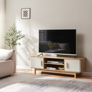 Mobile TV Ferrersp con 2 ante 140x40x45 cm effetto quercia/colore sabbia [en.casa]