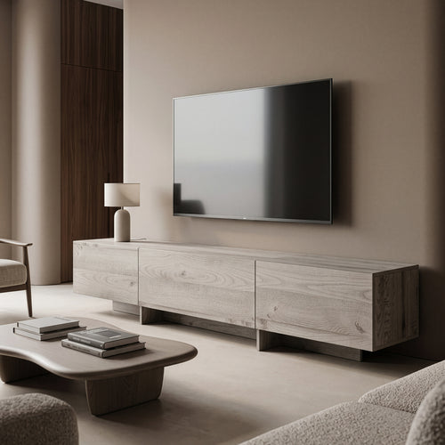 Mobile TV Kapipimso con 3 ante 194x31x37 cm effetto quercia, grigio [en.casa]
