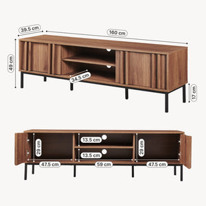 Mobile TV Kilmandar 160x40x49 cm effetto noce [en.casa]
