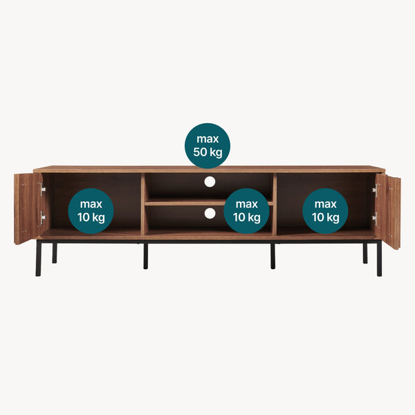 Mobile TV Kilmandar 160x40x49 cm effetto noce [en.casa]