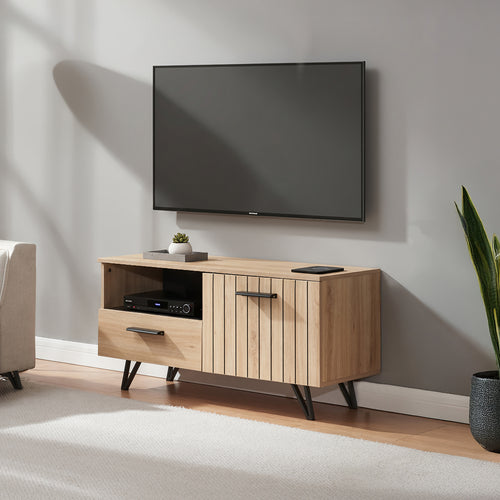 Mobile Porta TV Noppen ad Anta con Cassetto - Effetto Rovere - Varie Misure [en.casa]