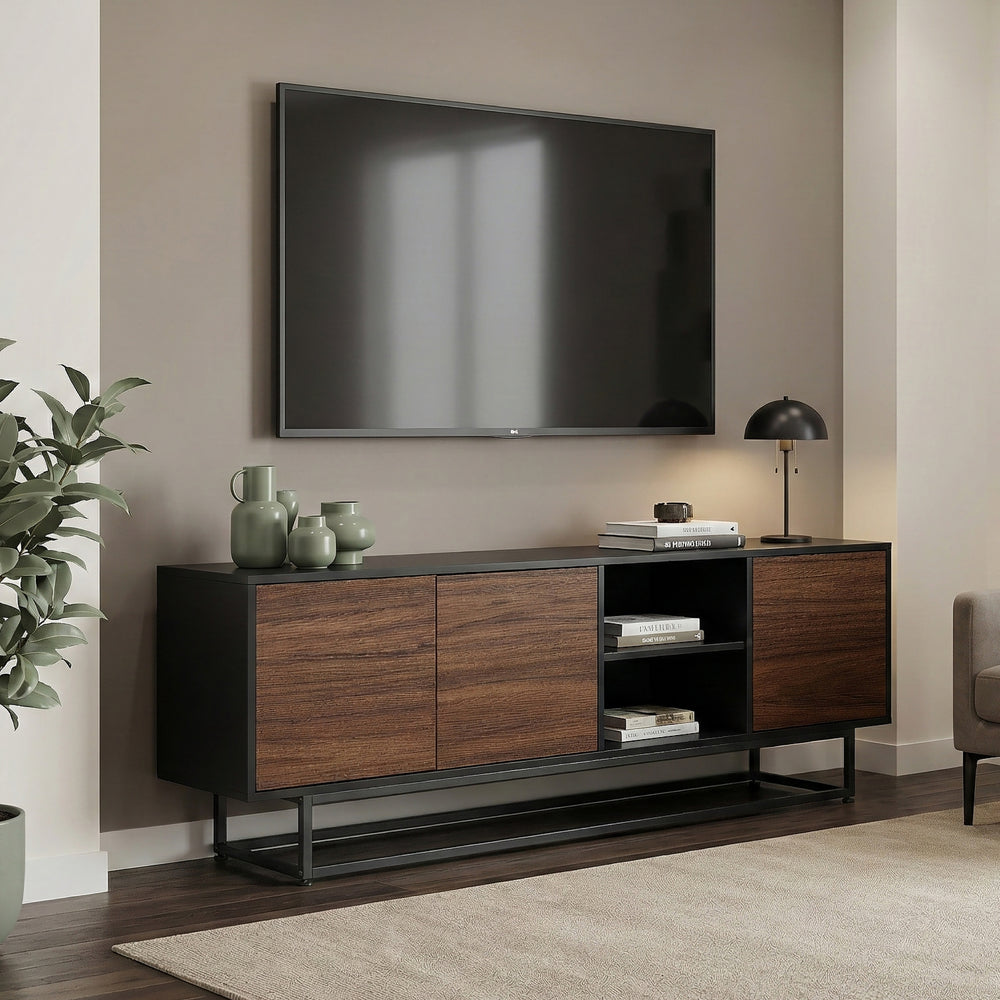 Armadietto Boxholm Credenza Bassa con 3 Ante Push-Open [en.casa] 