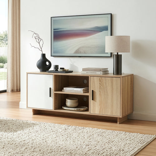 Mobile TV Kenta 120x39x52 cm effetto quercia Sonoma/bianco [en.casa]