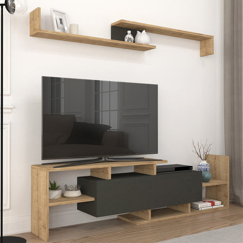 Set Liksefte di Mobile Porta TV e Mensola da Parete - [en.casa]