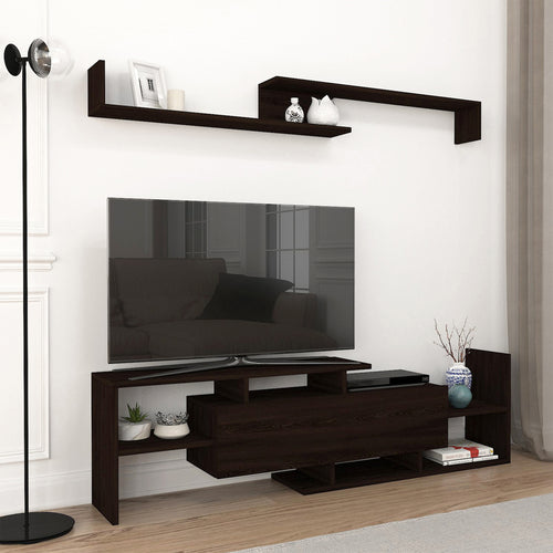 Mobile TV Liksefte con mensola da parete 154x28x42 cm [en.casa]
