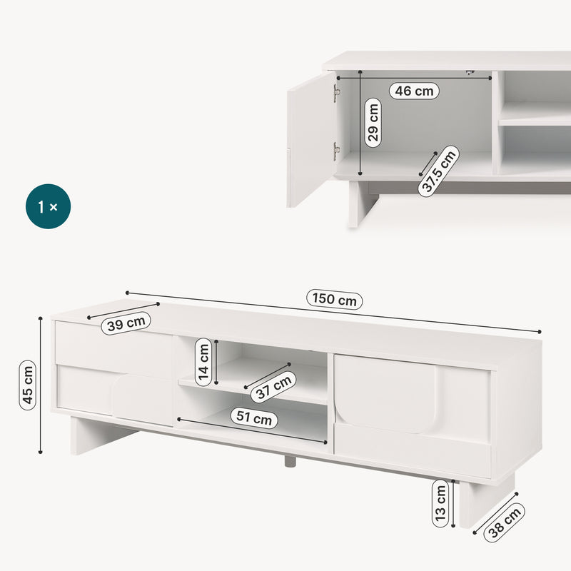 Schizzo in scala Mobile TV Katanshumn con 2 ante 150x39x45 cm [en.casa]