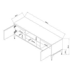 Mobile Porta TV Kistiandi a Vani Aperti e Chiusi con Ante 140 x 40 x 50 cm [en.casa]