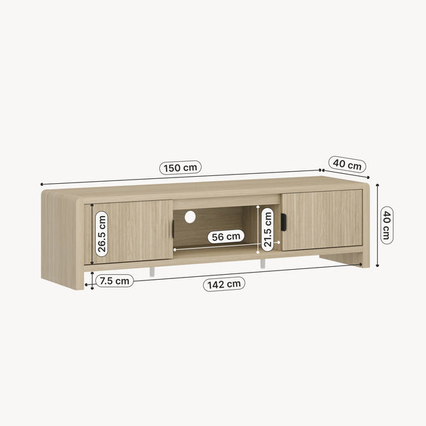 Mobile TV Lukkodso con 2 Ante e Vano Centrale Aperto 150x40x40 cm [en.casa] 