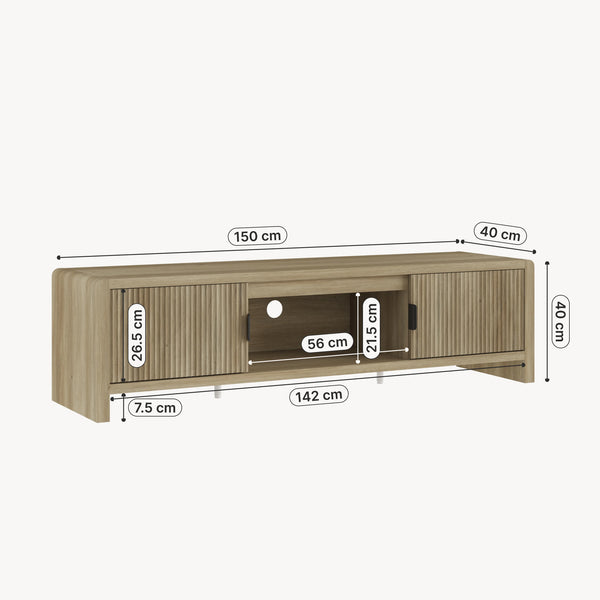 Mobile TV Lukkodso con 2 Ante e Vano Centrale Aperto 150x40x40 cm [en.casa] 