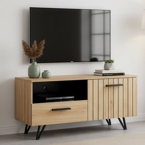 Mobile Porta TV Noppen ad Anta con Cassetto - Effetto Rovere - Varie Misure [en.casa]