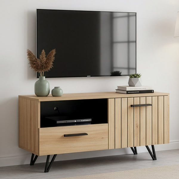 Mobile Porta TV Noppen ad Anta con Cassetto - Effetto Rovere - Varie Misure [en.casa]