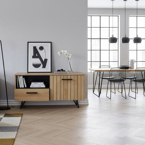 Mobile Porta TV Noppen ad Anta con Cassetto - Effetto Rovere - Varie Misure [en.casa]