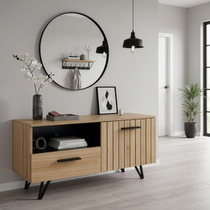 Mobile Porta TV Noppen ad Anta con Cassetto - Effetto Rovere - Varie Misure [en.casa]