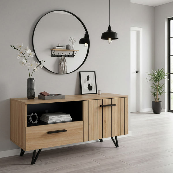 Mobile Porta TV Noppen ad Anta con Cassetto - Effetto Rovere - Varie Misure [en.casa]
