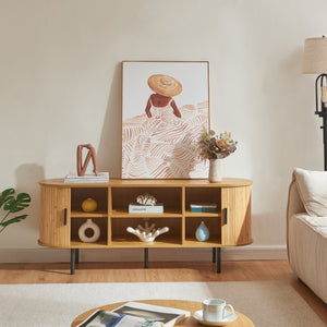 Mobile TV Tvedestrand con Ante Scorrevoli in Bambù [en.casa]