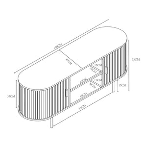 Mobile TV Tvedestrand con Ante Scorrevoli in Bambù [en.casa]