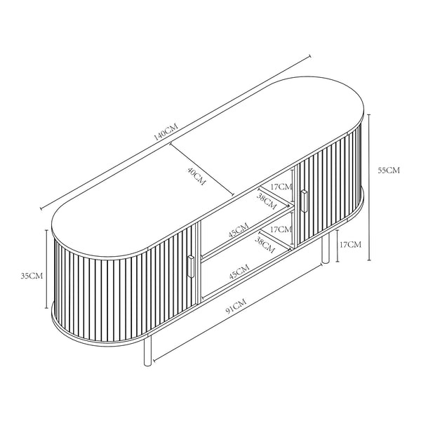 Mobile TV Tvedestrand con Ante Scorrevoli in Bambù [en.casa]