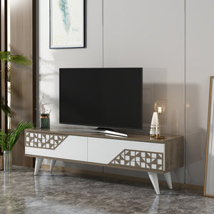 Tavolino TV Örkelljunga 40x120x30 cm Bianco / Noce [en.casa]