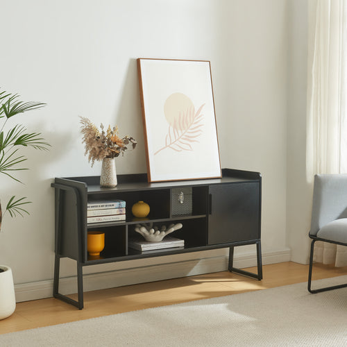 Mobile TV Storfjord 120x34x63 cm Nero [en.casa] - premiumXL