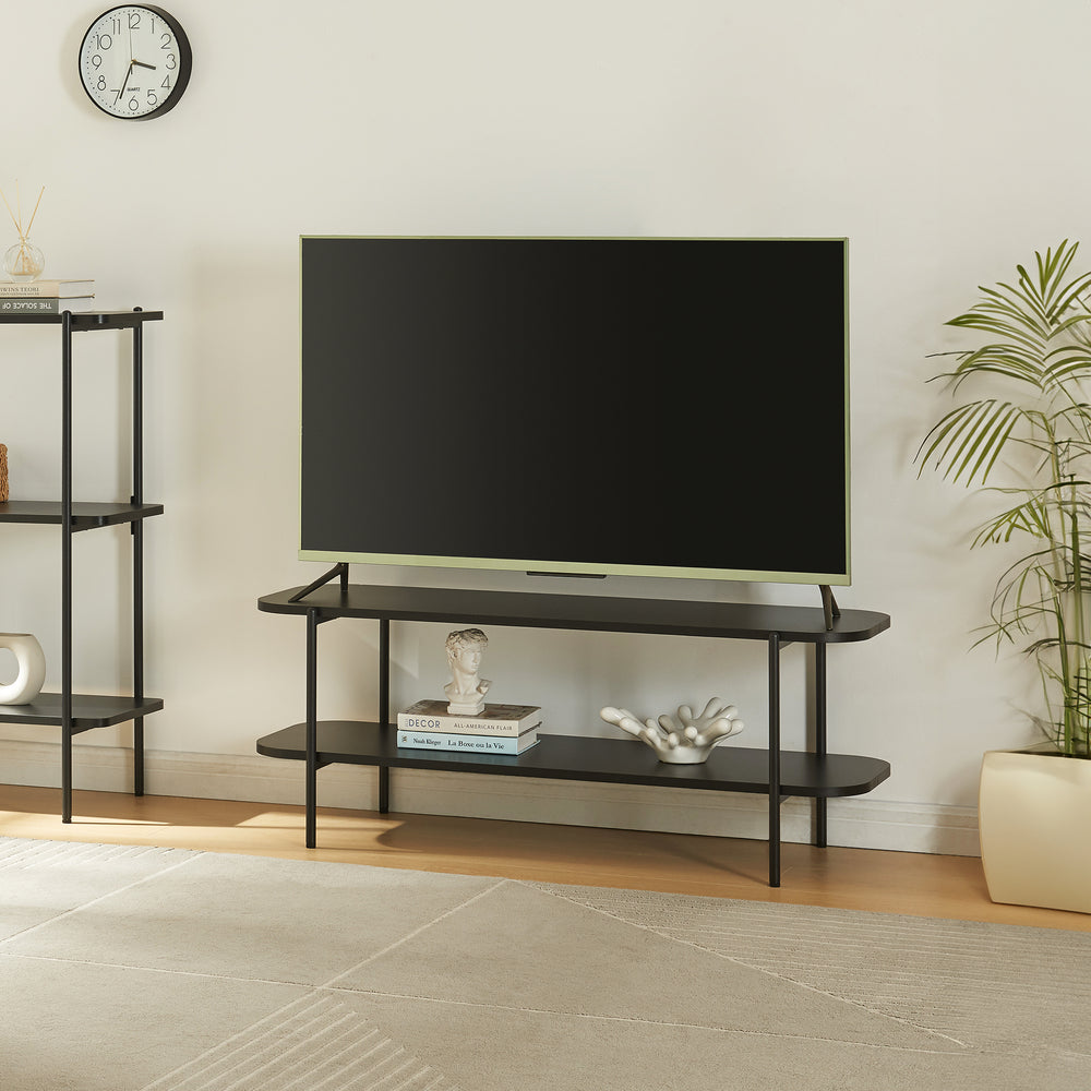 Tavolino TV Samnanger 120x40x45 cm Nero [en.casa] - premiumXL