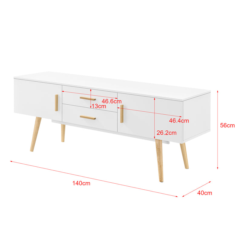 Schizzo in scala Mobile Porta TV Alavus con 2 Cassetti 140x40x56 cm - Vari Colori [en.casa]