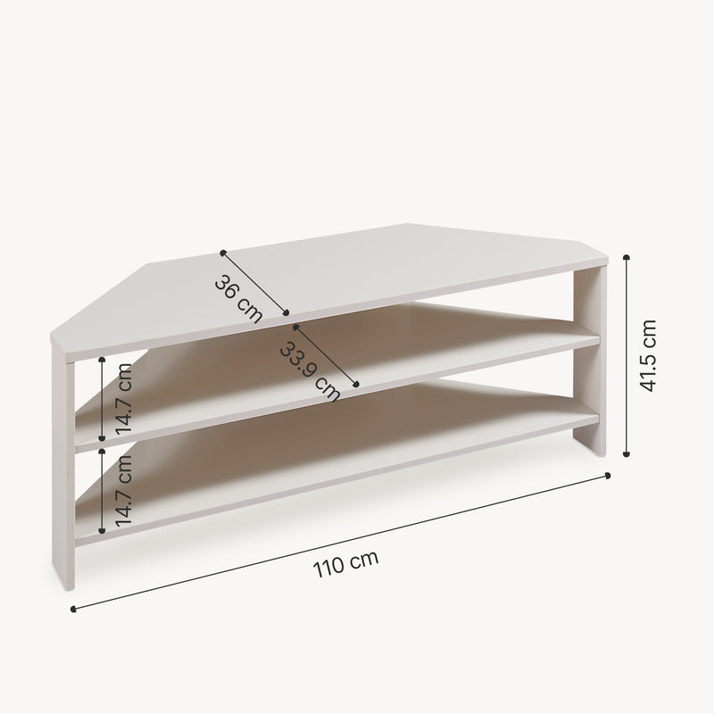 Schizzo in scala Mobile Porta TV Berg con 2 Ripiani Espositore Angolare 110 x 36 x 42 cm - [en.casa]