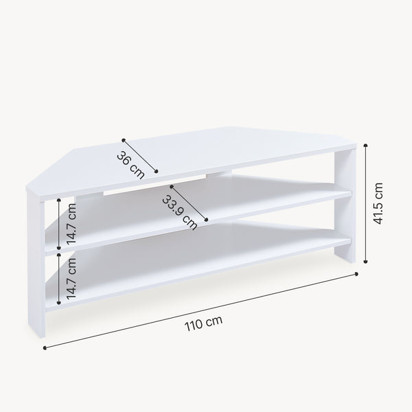 Mobile Porta TV Berg con 2 Ripiani Espositore Angolare 110 x 36 x 42 cm - [en.casa]