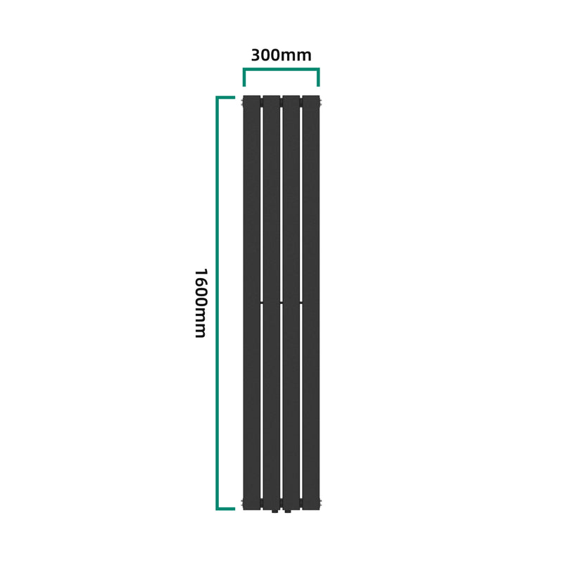 Schizzo in scala Termosifone Nore ad Acqua Calda Pannello Singolo con Elementi Piatti 160 x 30 cm - Nero [neu.haus] 