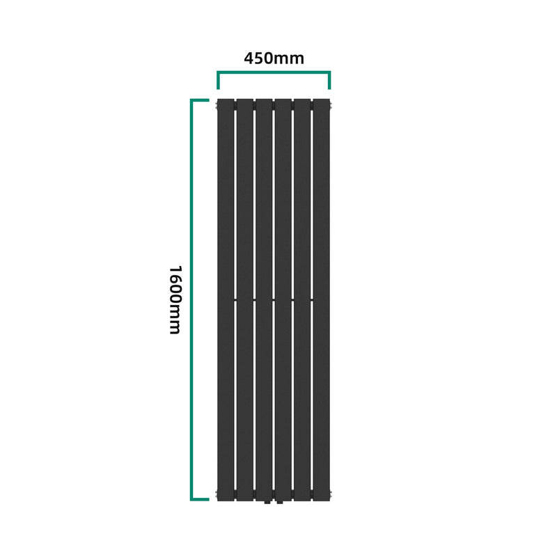 Schizzo in scala Termosifone Nore ad Acqua Calda Pannello Singolo con Elementi Piatti 160 x 45 cm - Nero [neu.haus] 