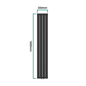 Termosifone Nore ad Acqua Calda Pannello Doppio con Elementi Piatti 180 x 30 cm Nero [neu.haus] 