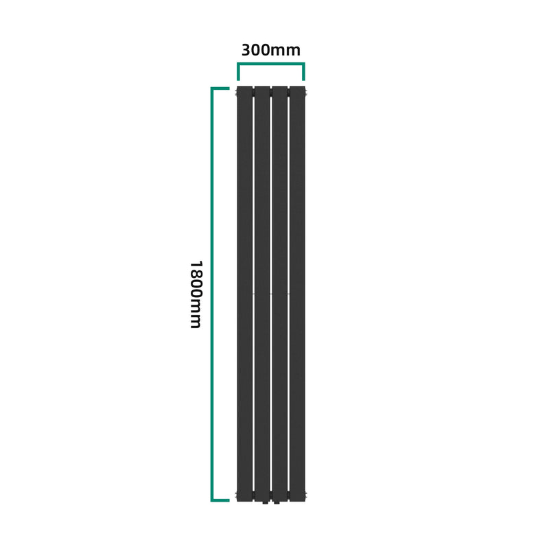 Schizzo in scala Termosifone Nore ad Acqua Calda Pannello Doppio con Elementi Piatti 180 x 30 cm Nero [neu.haus] 
