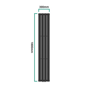 Termosifone Nore ad Acqua Calda Pannello Singolo con Elementi Piatti 180 x 30 cm - Nero [neu.haus] 