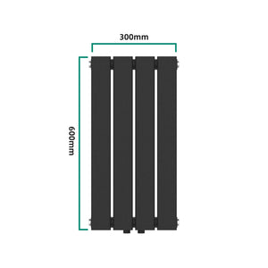 Termosifone Nore ad Acqua Calda Pannello Singolo con Elementi Piatti 60 x 30 cm - Nero [neu.haus] 