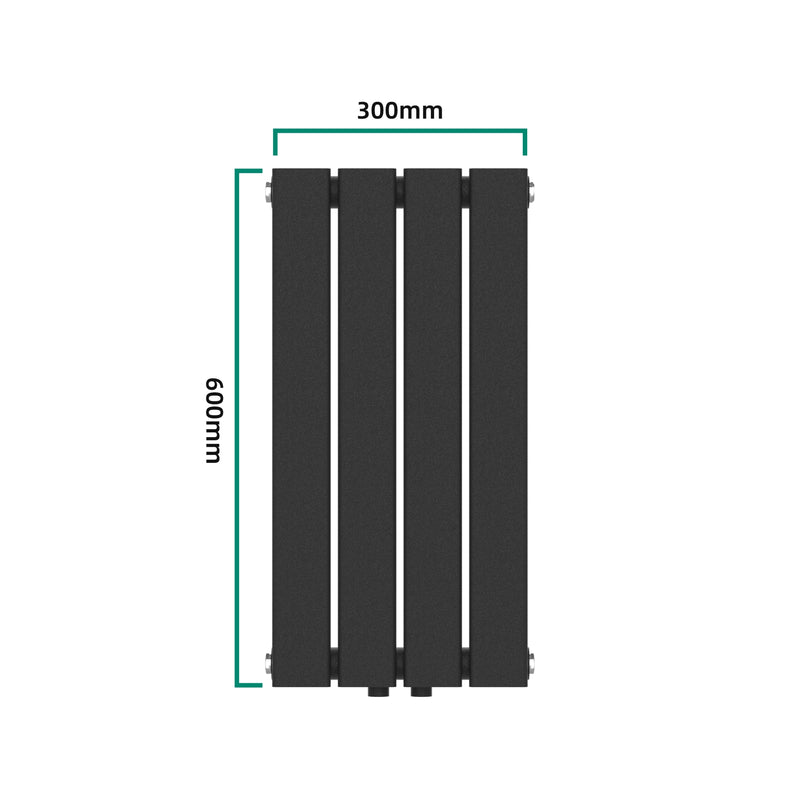 Schizzo in scala Termosifone Nore ad Acqua Calda Pannello Singolo con Elementi Piatti 60 x 30 cm - Nero [neu.haus] 