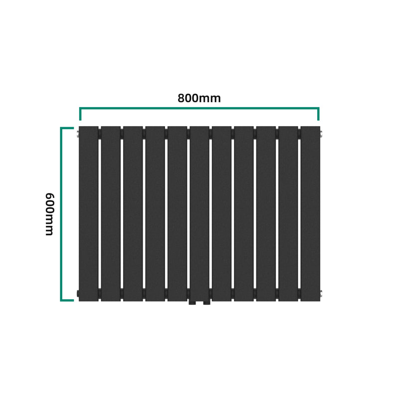 Schizzo in scala Termosifone Nore ad Acqua Calda Pannello Singolo con Elementi Piatti 60 x 80 cm - Nero [neu.haus] 