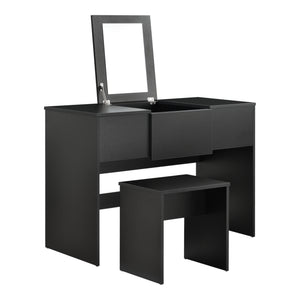 Tavolo da Trucco con Specchio Integrato 72 x 100 x 48cm Tavolo da Toeletta con Scomparto Portaoggetti  Tavolo Cosmetico con Sgabello