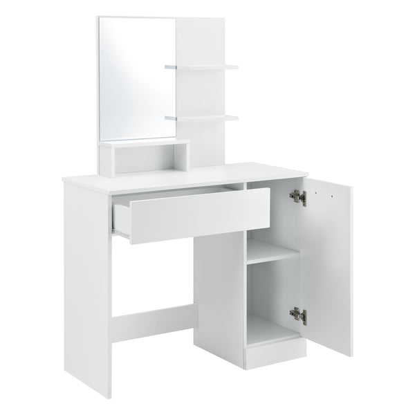 Tavolo da Trucco Krugersdorp Toeletta con Specchio Cassetto Ripiani e Armadietto - Vari Colori [en.casa]
