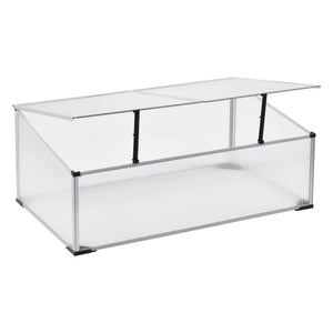 Mini Serra da Balcone/Terrazza per Piante Box Traslucido in Policarbonato 60 x 100 x 30/40 cm Protezione Piantine con Tettuccio Diviso e Apribile