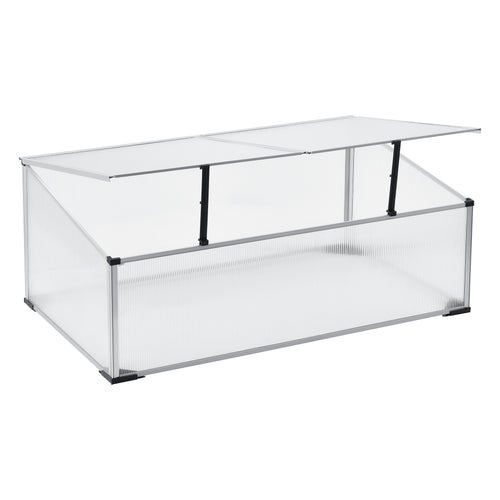 Mini Serra da Balcone/Terrazza per Piante Box Traslucido in Policarbonato 60 x 100 x 30/40 cm Protezione Piantine con Tettuccio Diviso e Apribile