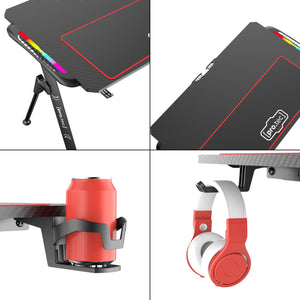 Tavolo da gioco Stockton con illuminazione LED RGB Nero in varie dimensioni [pro.tec]