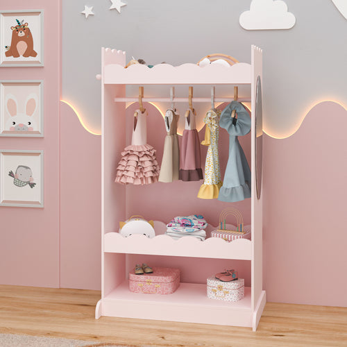 Guardaroba Vestnes per Cameretta con Specchio - Rosa [en.casa]