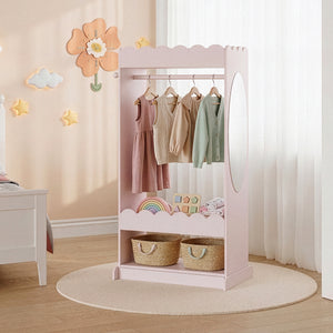 Guardaroba Vestnes per Cameretta con Specchio - Rosa [en.casa]