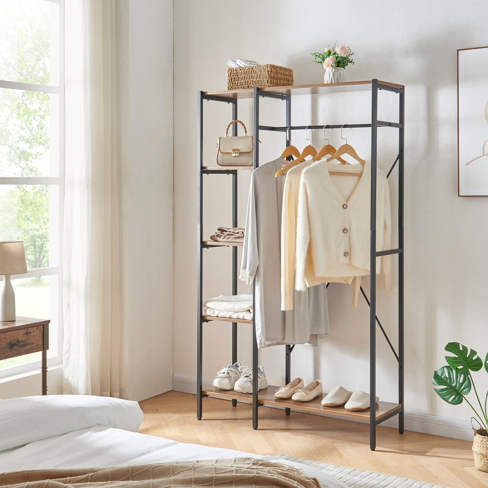 Garderobenständer Hvidovre 170x100x35 cm Schwarz/Holzfarben [en.casa] - premiumXL