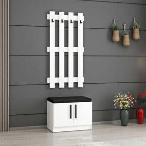 Pannello appendiabiti con panca porta scarpe Farum Bianco [en.casa]