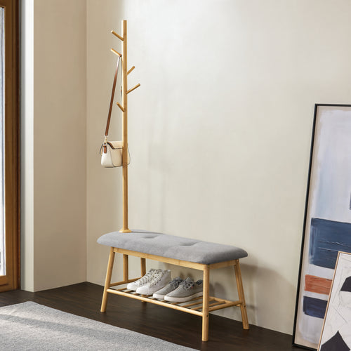 Panca guardaroba Bygland in bambù 90x34x165cm [en.casa]