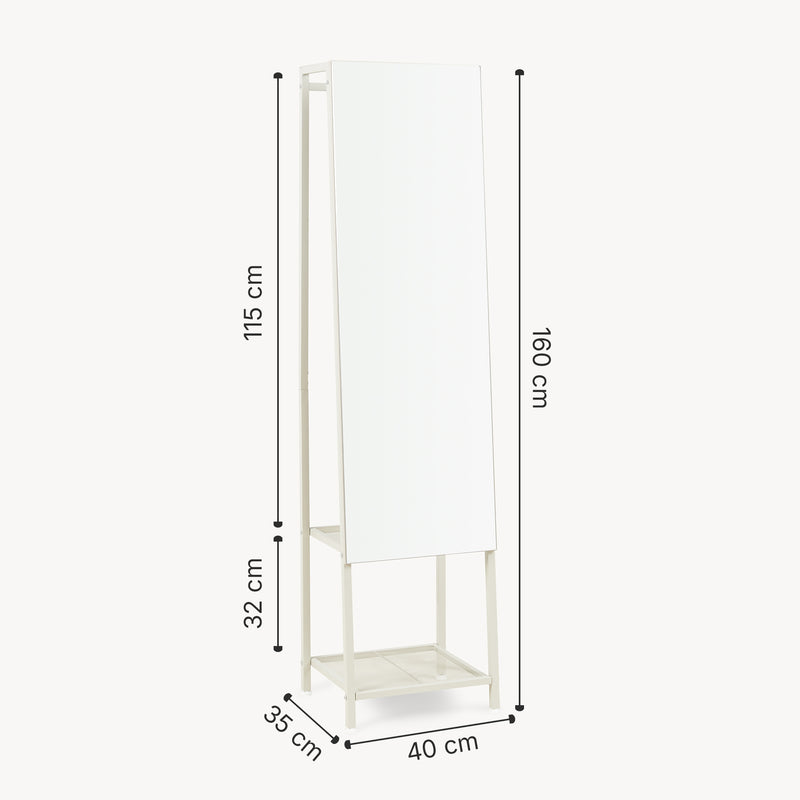 Schizzo in scala Specchio da Terra Klilbojle con Appendiabiti 160 x 40 x 35 cm [en.casa] 