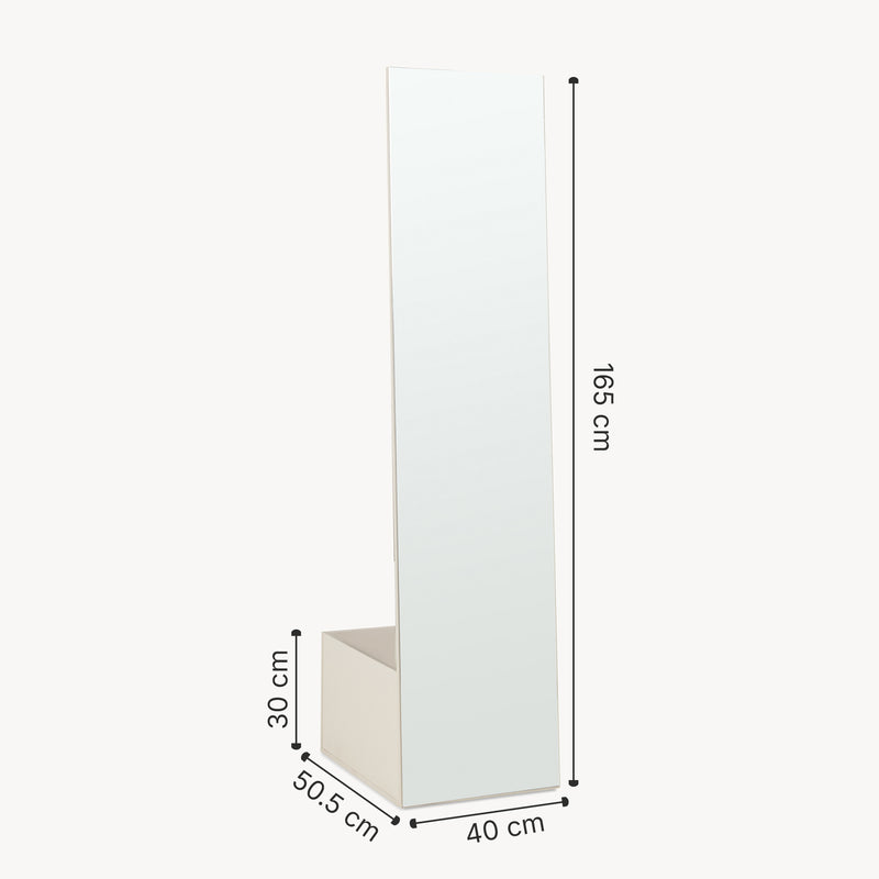 Schizzo in scala Specchio da Terra Saden con Appendiabiti e Vano Portaoggetti 165 x 40 x 51 cm [en.casa]