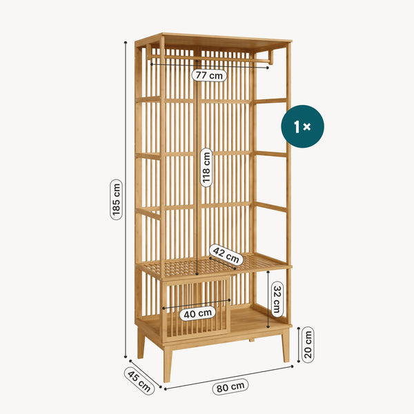 Set Organizzatore Guardaroba in Bambù - Vari Configurazioni [en.casa] 
