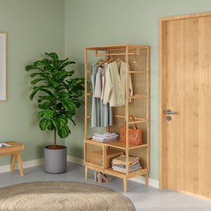 Armadio Aperto Vemb per Guardaroba 185x80x45 cm Porta Abiti in Bambù color Naturale [en.casa]
